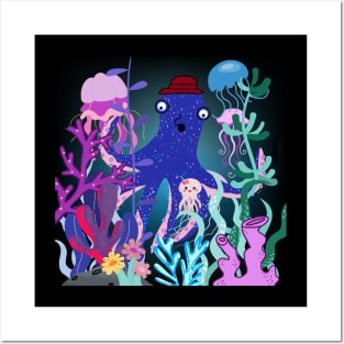 The Story of the Sea,octopus, jellyfish, coral reefs, seaweed Posters and Art